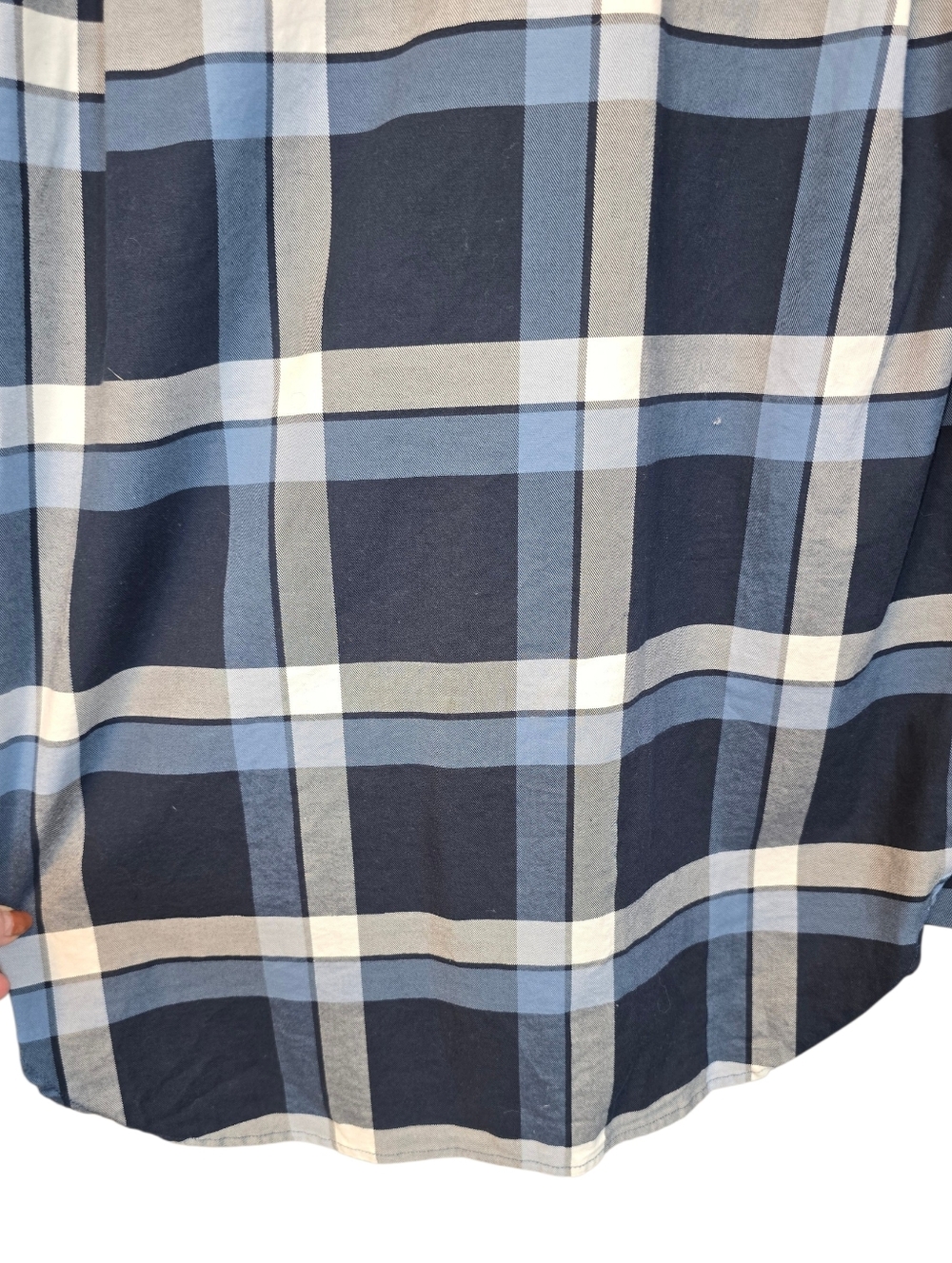 Black Diamond Plaid Button Down Shirt Organic Cotton Stretch Blue Size Medium - Picture 7 of 12